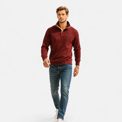 Levi Herren Strickpullover Stehkragen Patchwork Braun