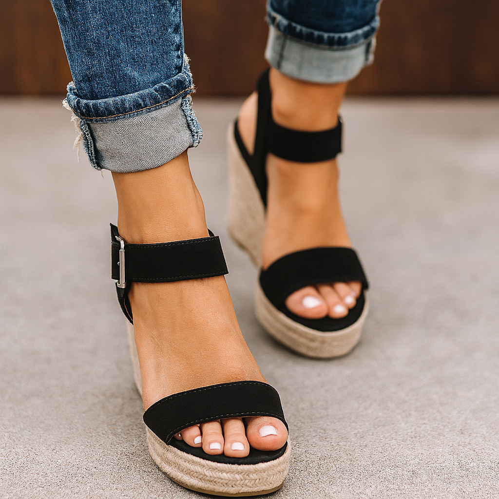 Damen Keilabsatz Sandalen Offene Zehenpartie Jasmin - Eveloria