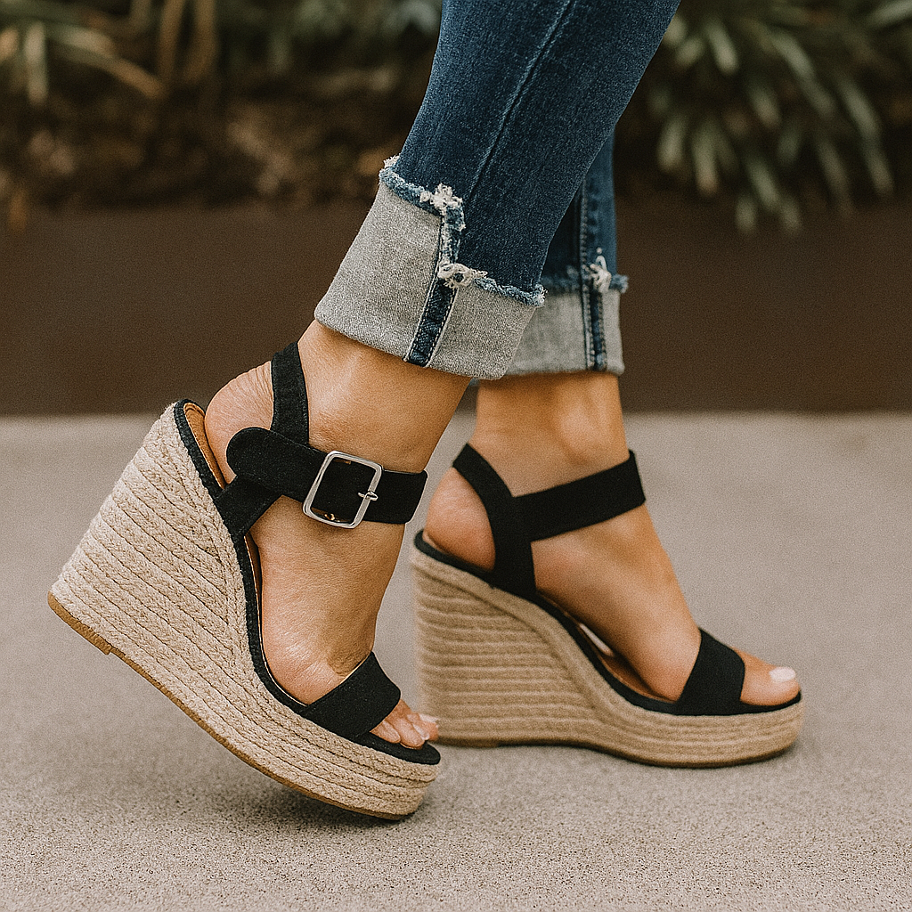 Damen Keilabsatz Sandalen Offene Zehenpartie Jasmin
