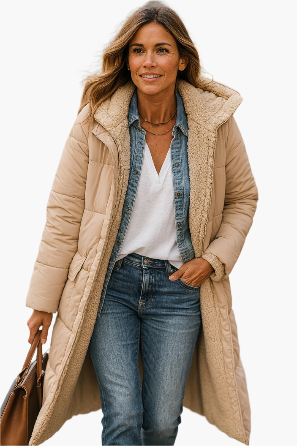 Damen Warme Winterpufferjacke Kapuzen Longline