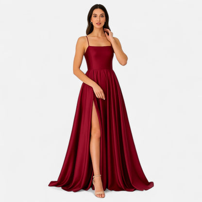 Damen Hochzeitsgastkleid Maxikleid mit Schlitz