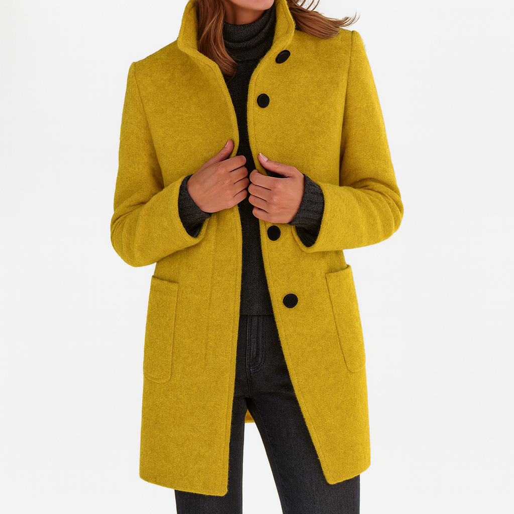 Damen Wollmantel Klassisch Wärmend Beige