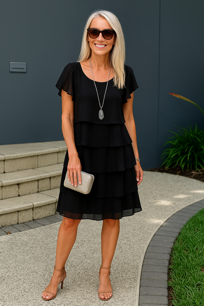 Damen Midikleid mit Lagen und Rüschen für besondere Anlässe