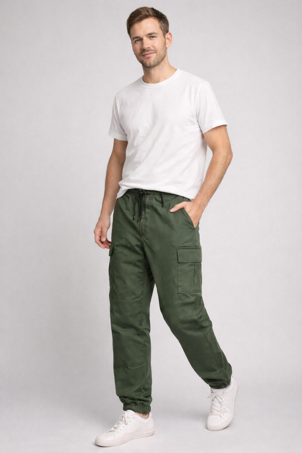 Herren Cargo-Hose Sommer atmungsaktives Material Mehrere Taschen Beige - Eveloria