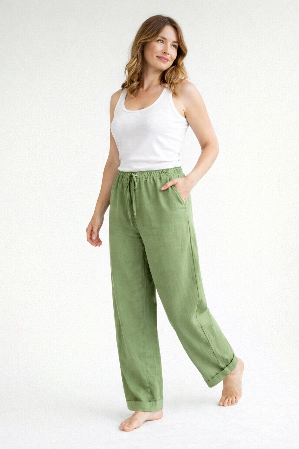 Damen Bequemhose Baumwolle Elastisch