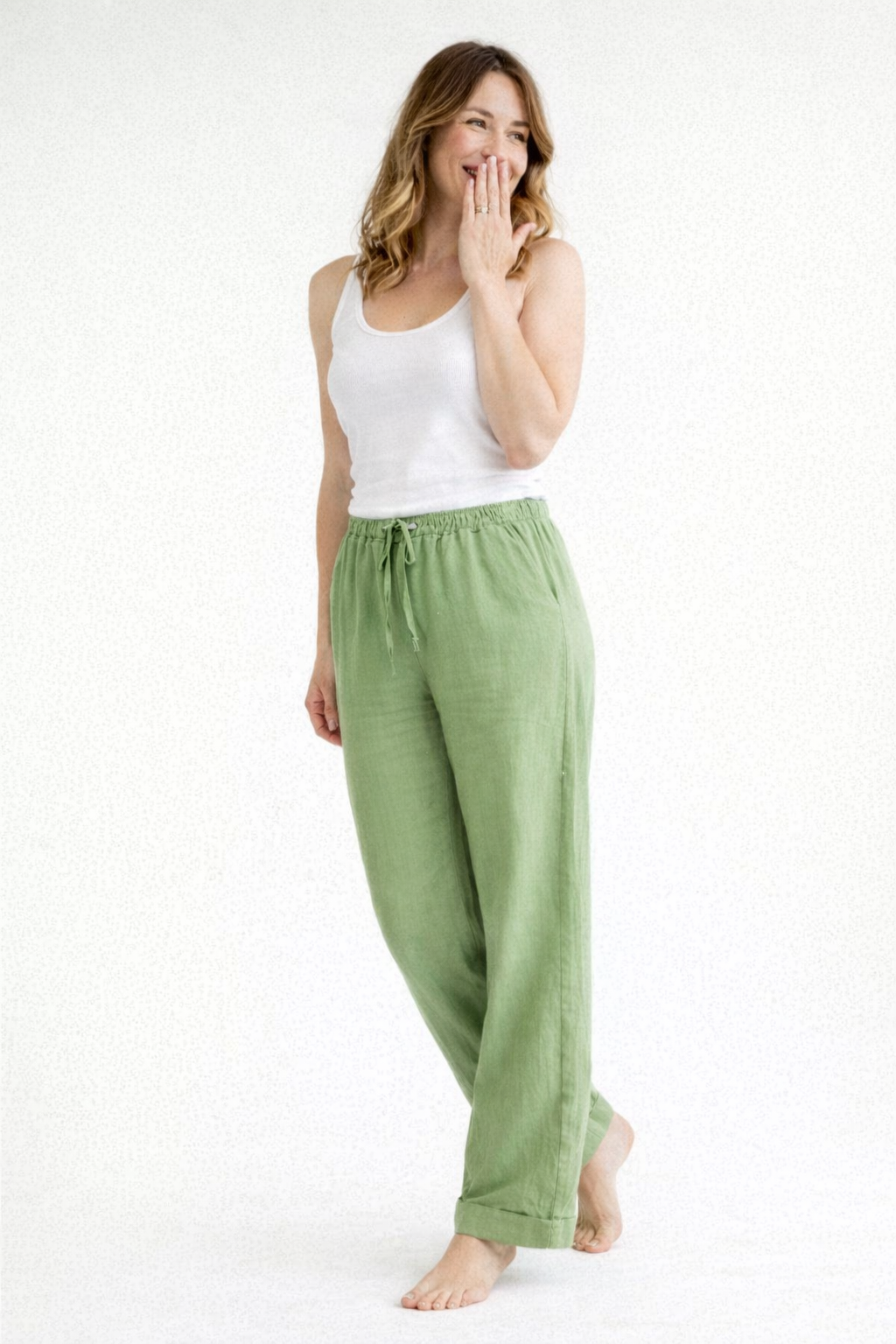 Damen Bequemhose Baumwolle Elastisch