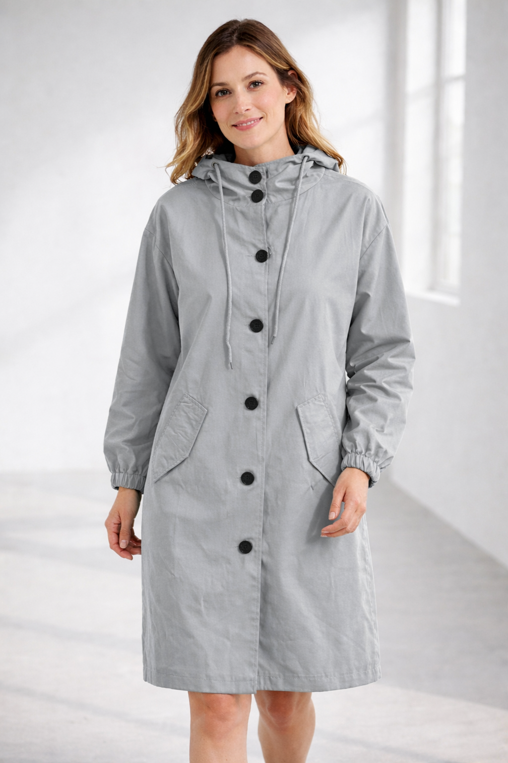 Damen Langjacke mit Kapuze