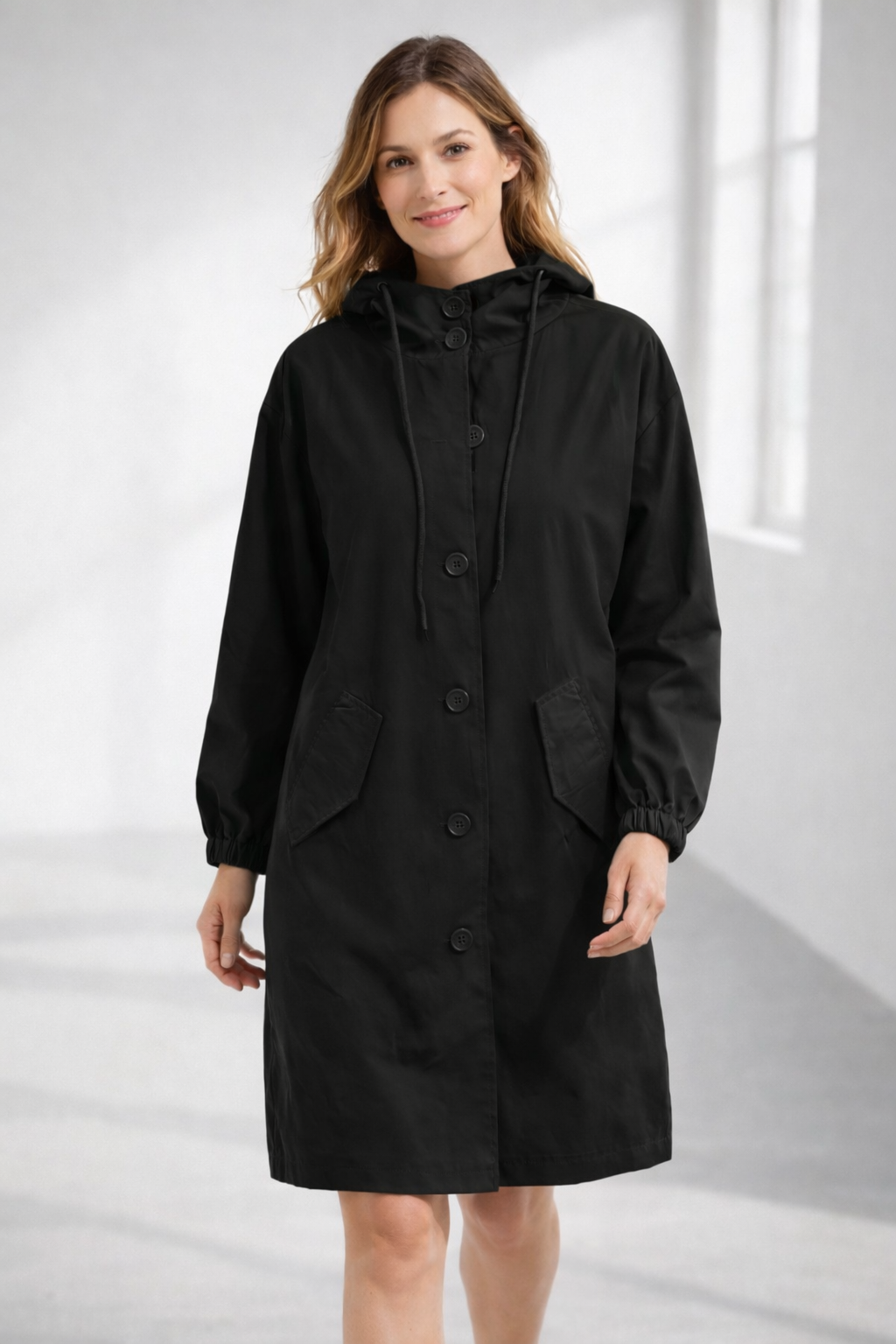 Damen Langjacke mit Kapuze