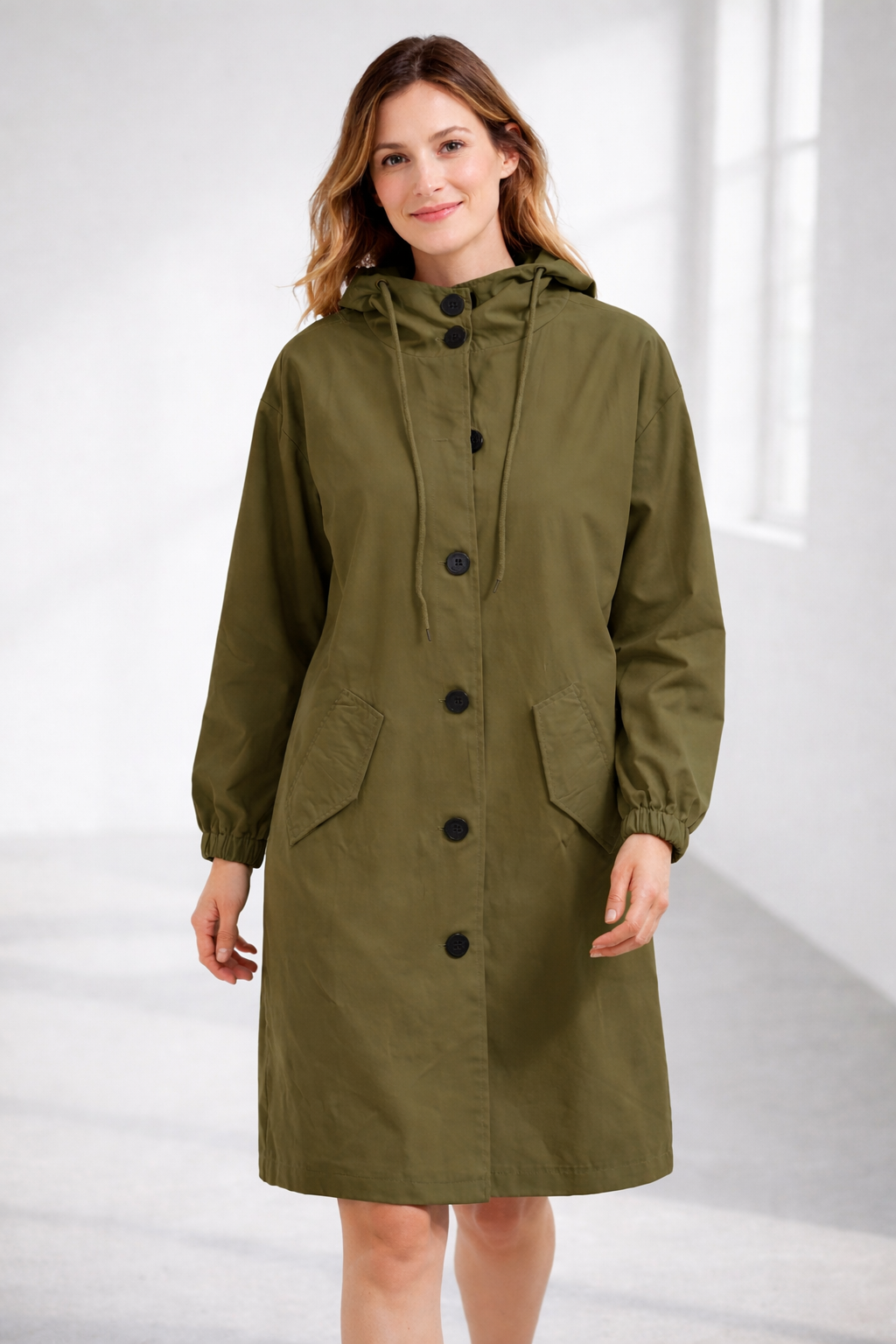 Damen Langjacke mit Kapuze