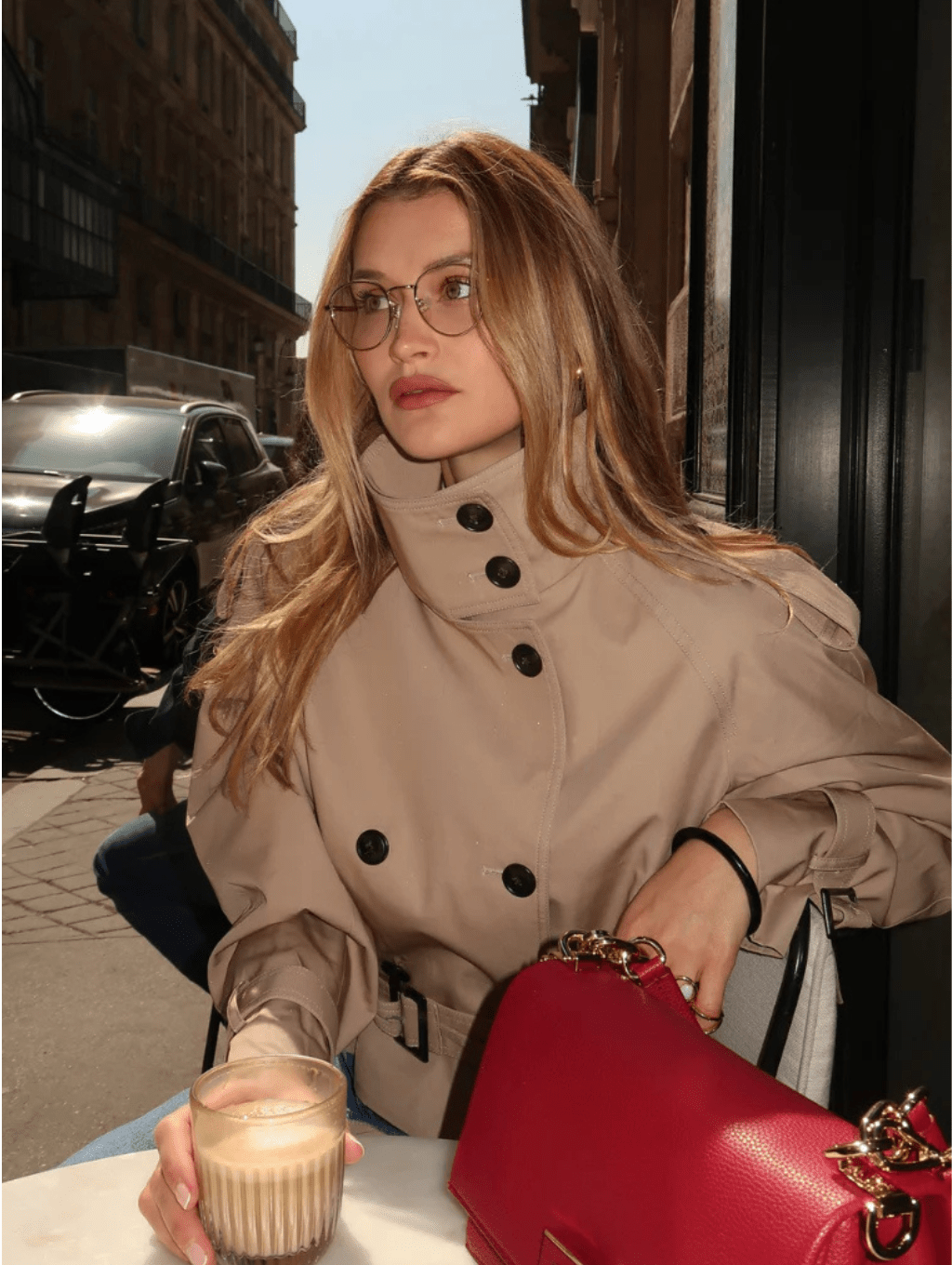 Damen Kurzer Winter-Trenchcoat mit Gürtel