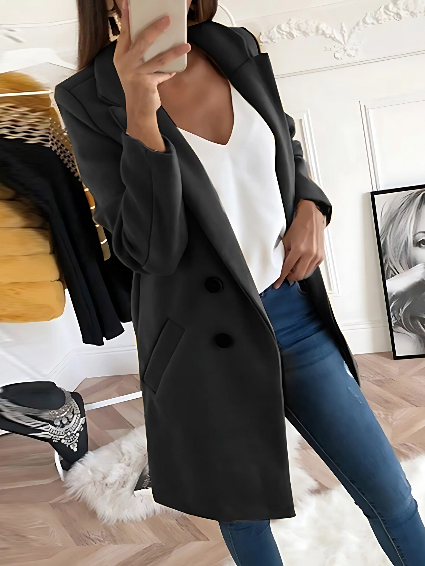 Eveloria Damen Wintermantel Langarm Schick