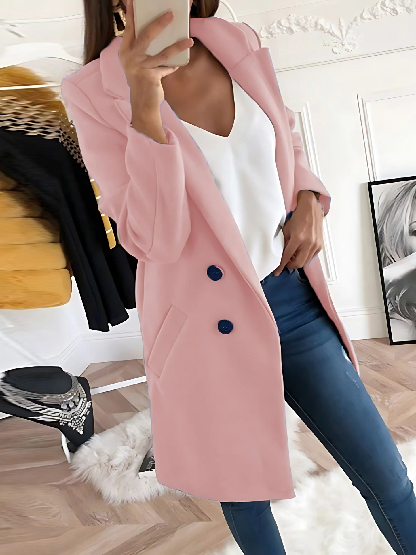 Eveloria Damen Wintermantel Langarm Schick