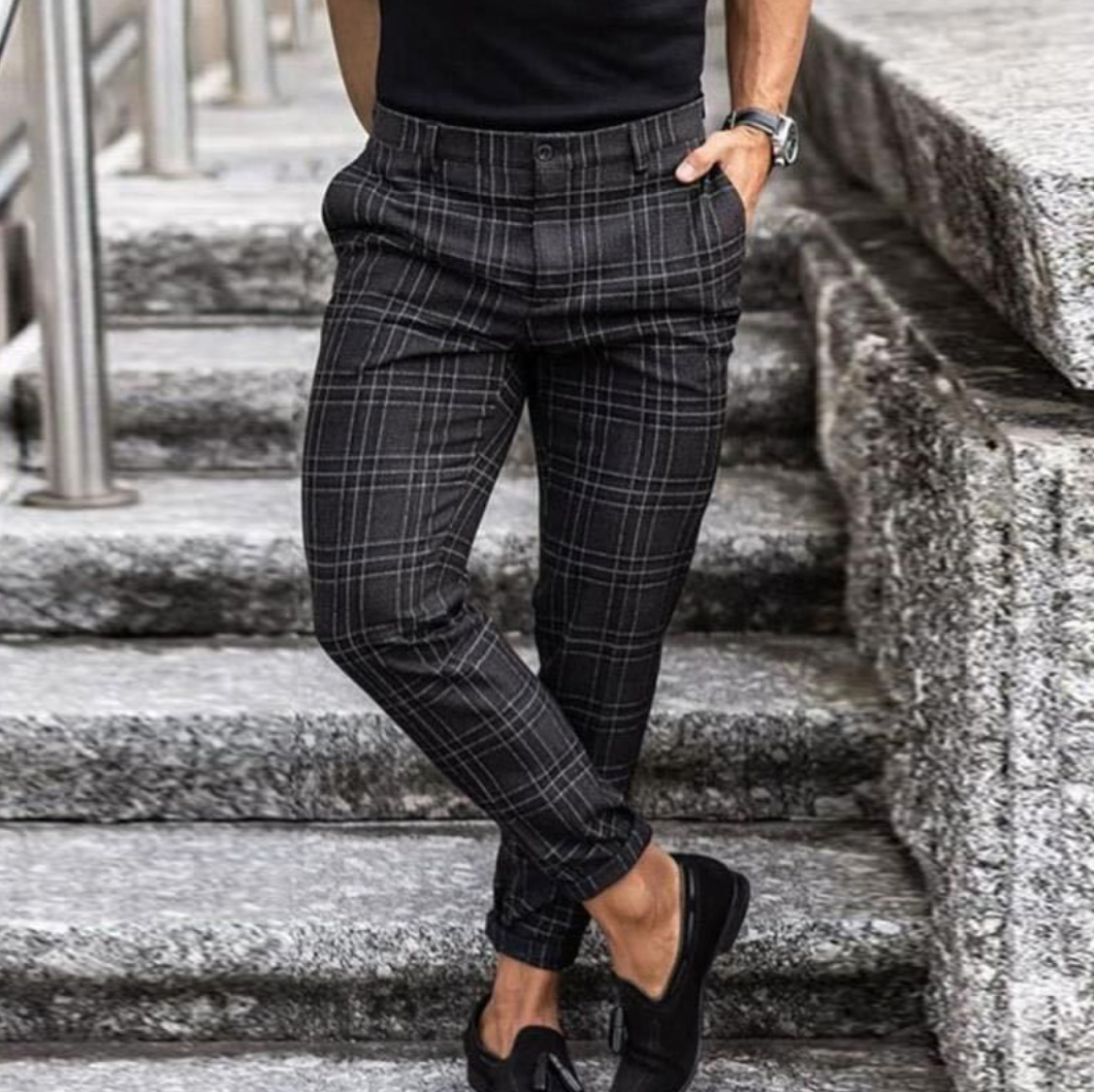 Herren Chino-Hose Slim Fit Kariert - Eveloria