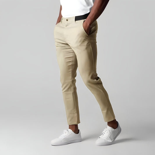 Herren Chino Hosen Elastische Taille Stretch Skinny Beige - Eveloria
