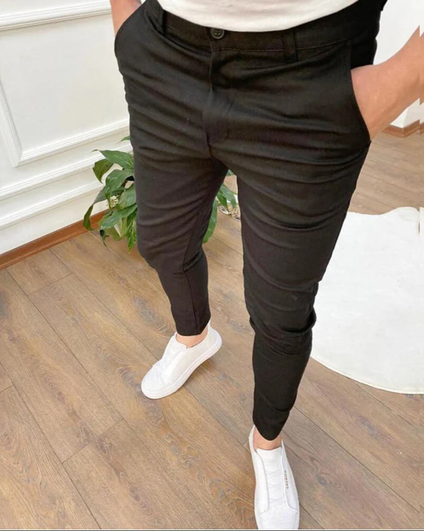 Herren Chino-Hosen Slim Fit Stretch Schwarz - Eveloria