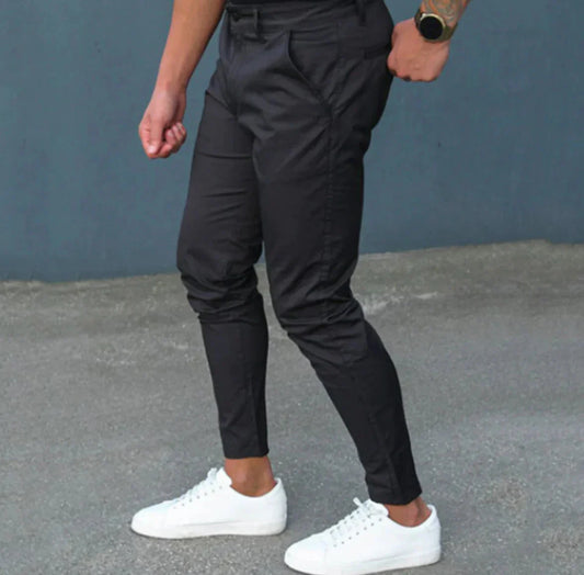 Herren Chino Hosen Slim Fit Schwarz Stretch - Eveloria