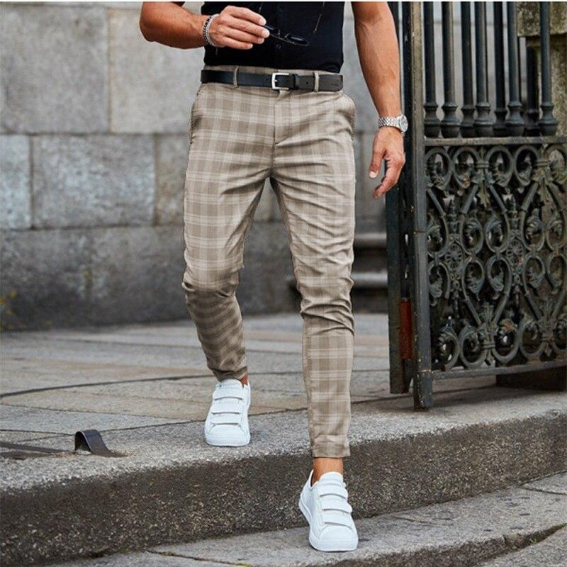 Herren Chino Hose Slim Fit kariert Stretch - Eveloria