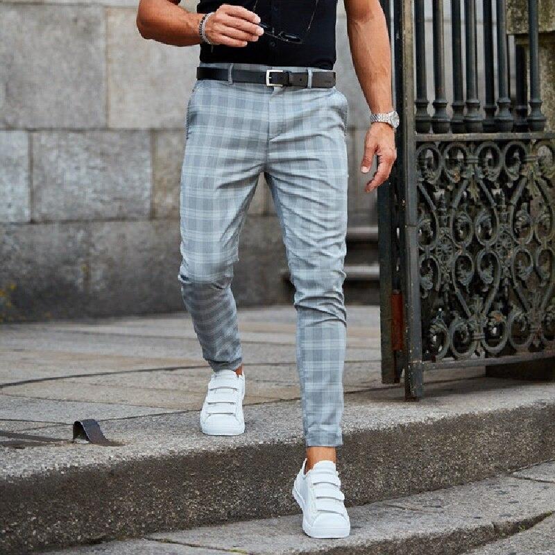 Chinos - Herren karierte Slim Fit Stretch Chino Hose-Blau-XS-Chaps Herrenmode