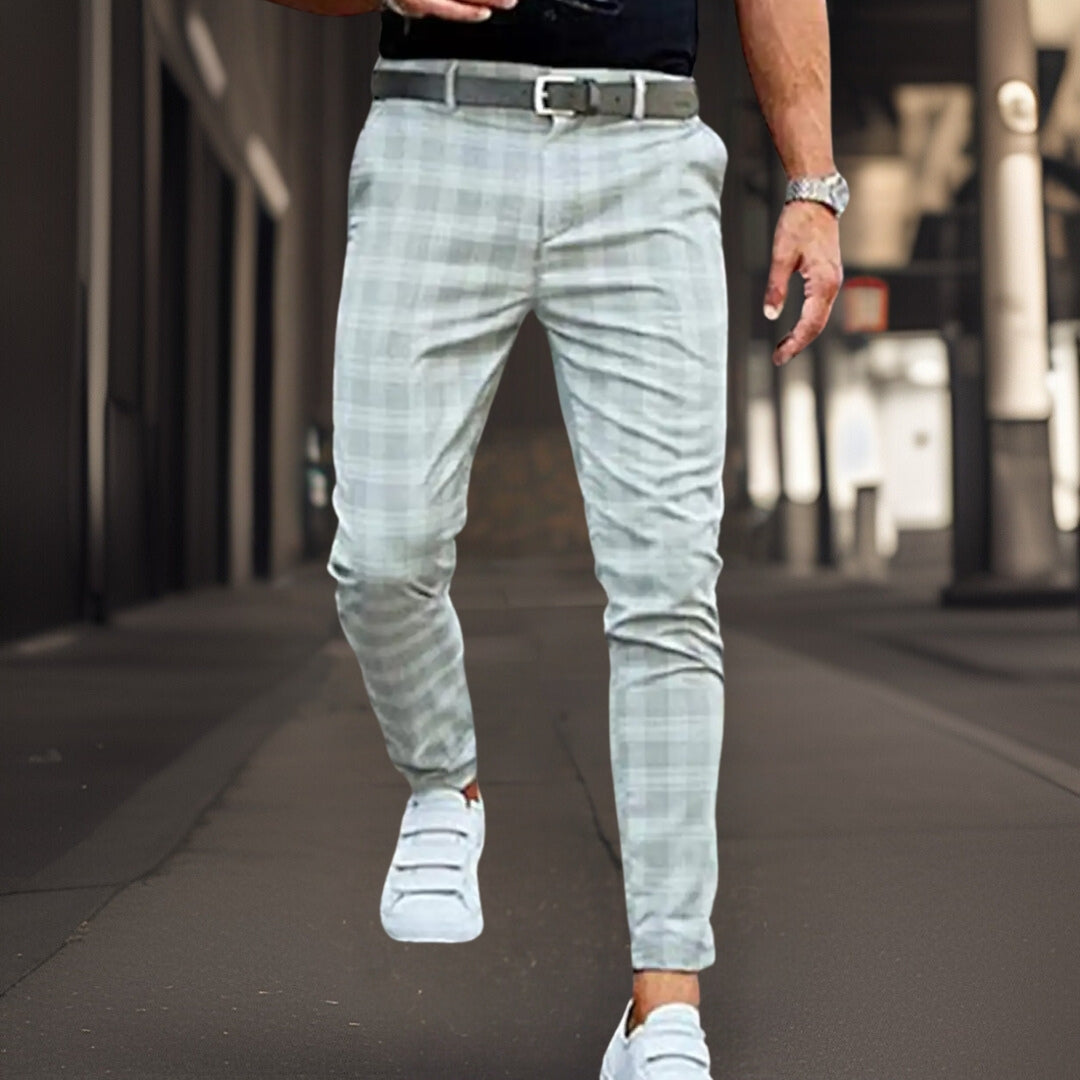 Chinos - Kariert - Stretch - Chino-Hosen - Herrenhosen-Hellgrün-S-Chaps Herrenmode