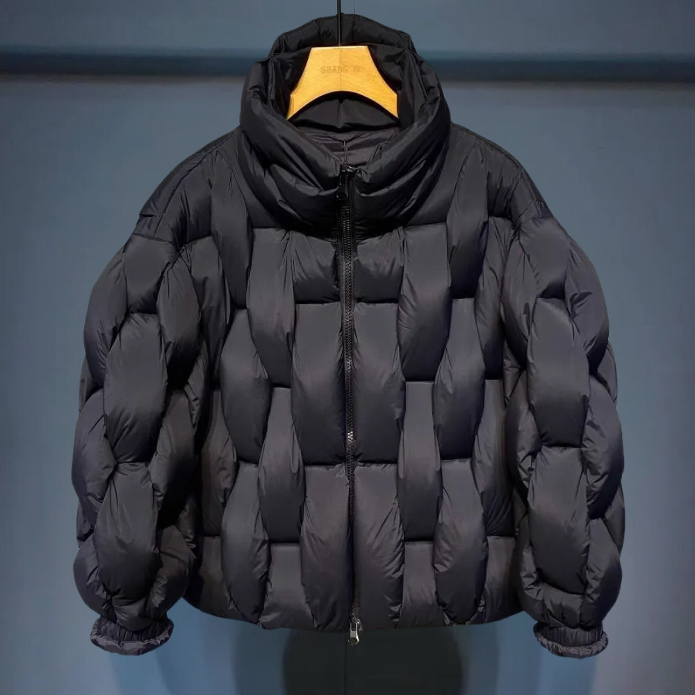 Herren Winterjacke Stehkragen Reißverschluss Gepolstert