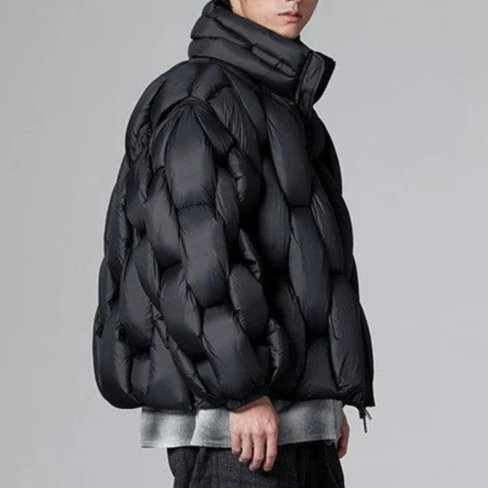 Herren Winterjacke Stehkragen Reißverschluss Gepolstert