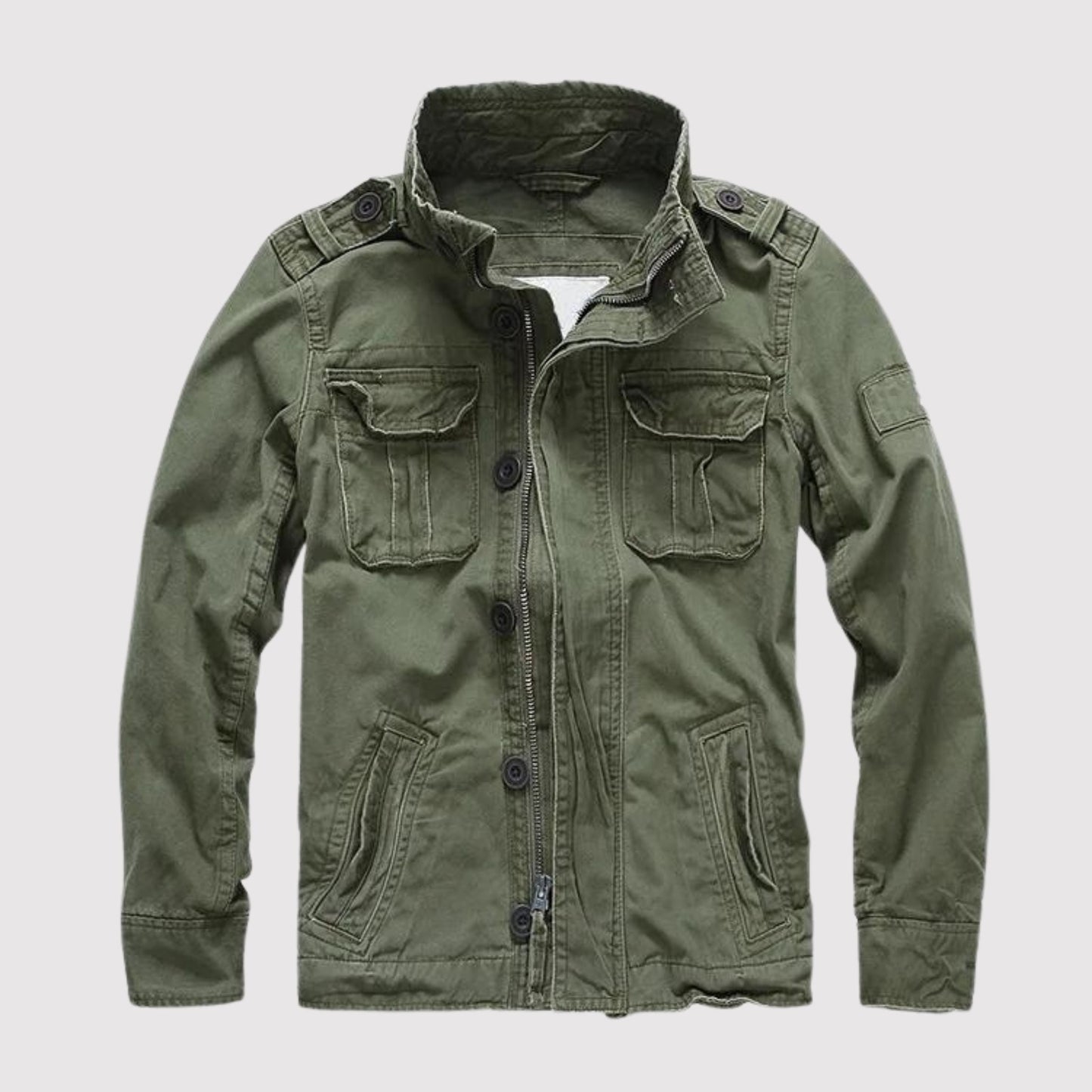 Herren Cargojacke Reißverschluss Mehrere Taschen Robust Schwarz - Eveloria