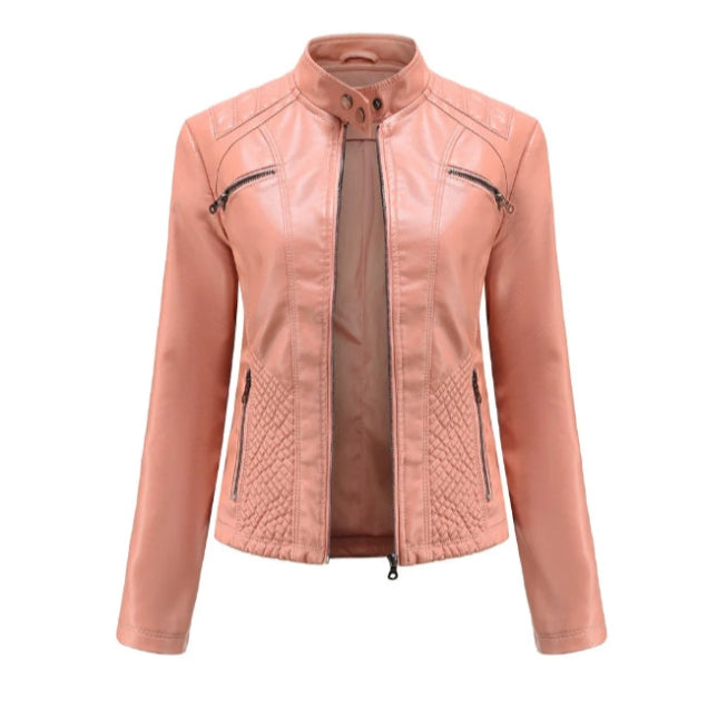 Eveloria Damen Lederjacke Klassisch Zeitloser Schnitt