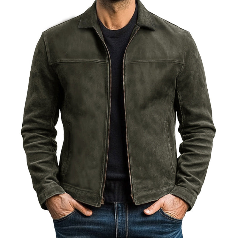 Herren Lederjacke im Vintage-Stil Kunstleder Reverskragen