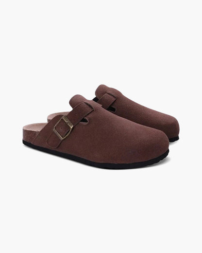 Clogs - Bequeme Herren Clogs aus Wildleder-Bordeaux-38-Chaps Herrenmode