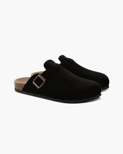 Clogs - Bequeme Herren Clogs aus Wildleder-Schwarz-38-Chaps Herrenmode