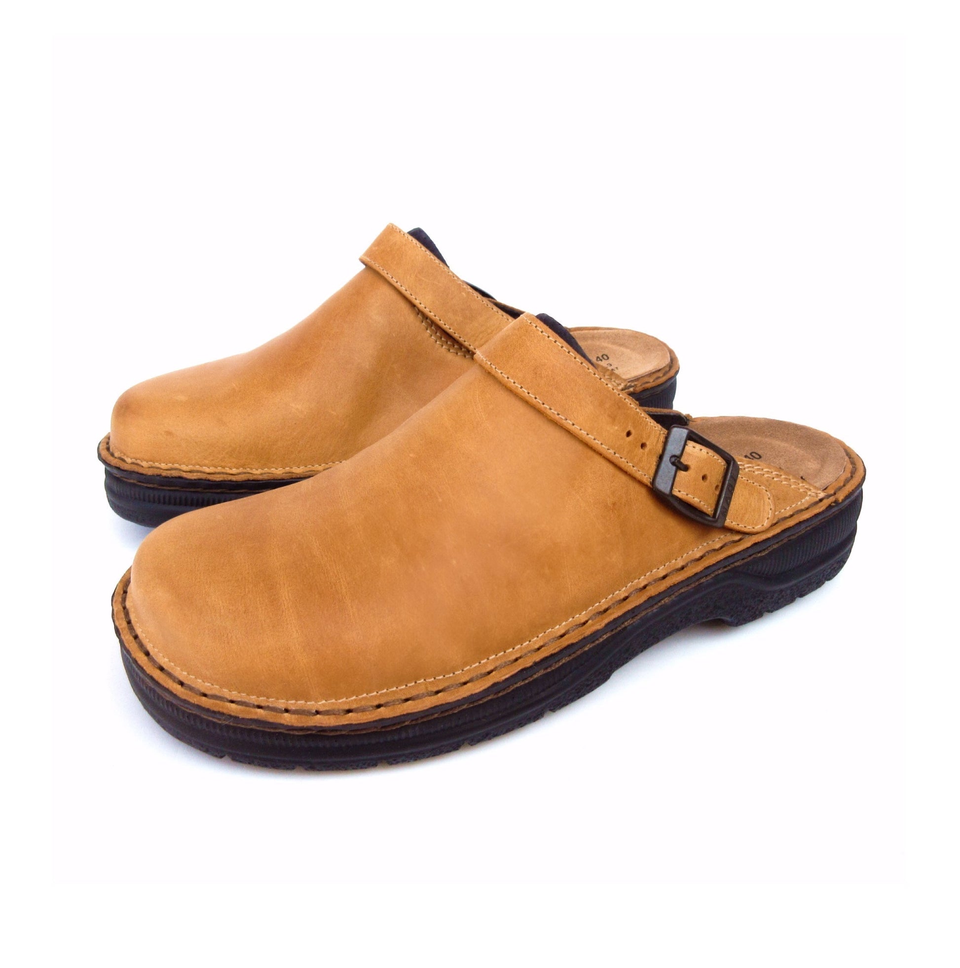 Männer Orthopädische Clogs Plateau Leder Braun - Eveloria