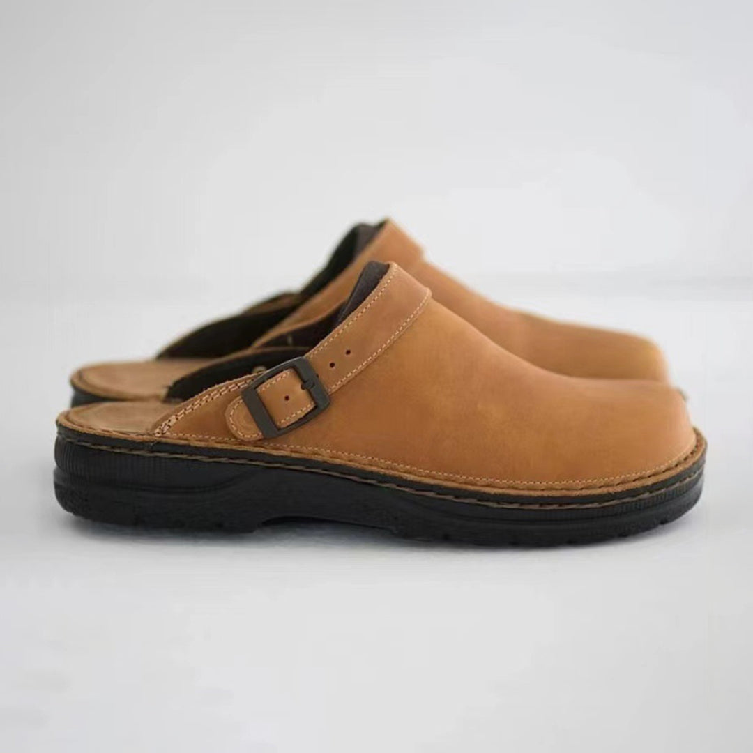 Herren Lederclogs Retro Slip-On Schuhe - Eveloria