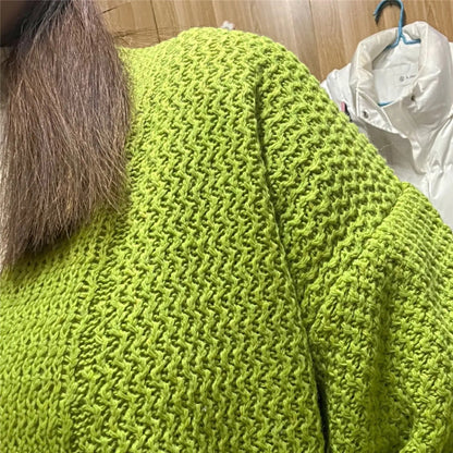 Damen Cardigan Grob Gestrickt Weit Offen Beige