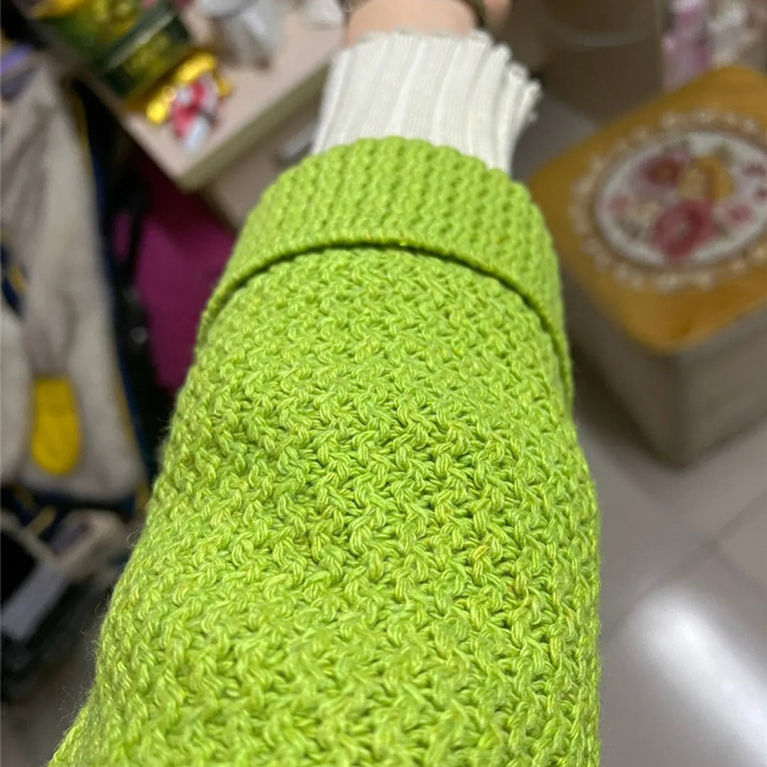 Damen Cardigan Grob Gestrickt Weit Offen Beige