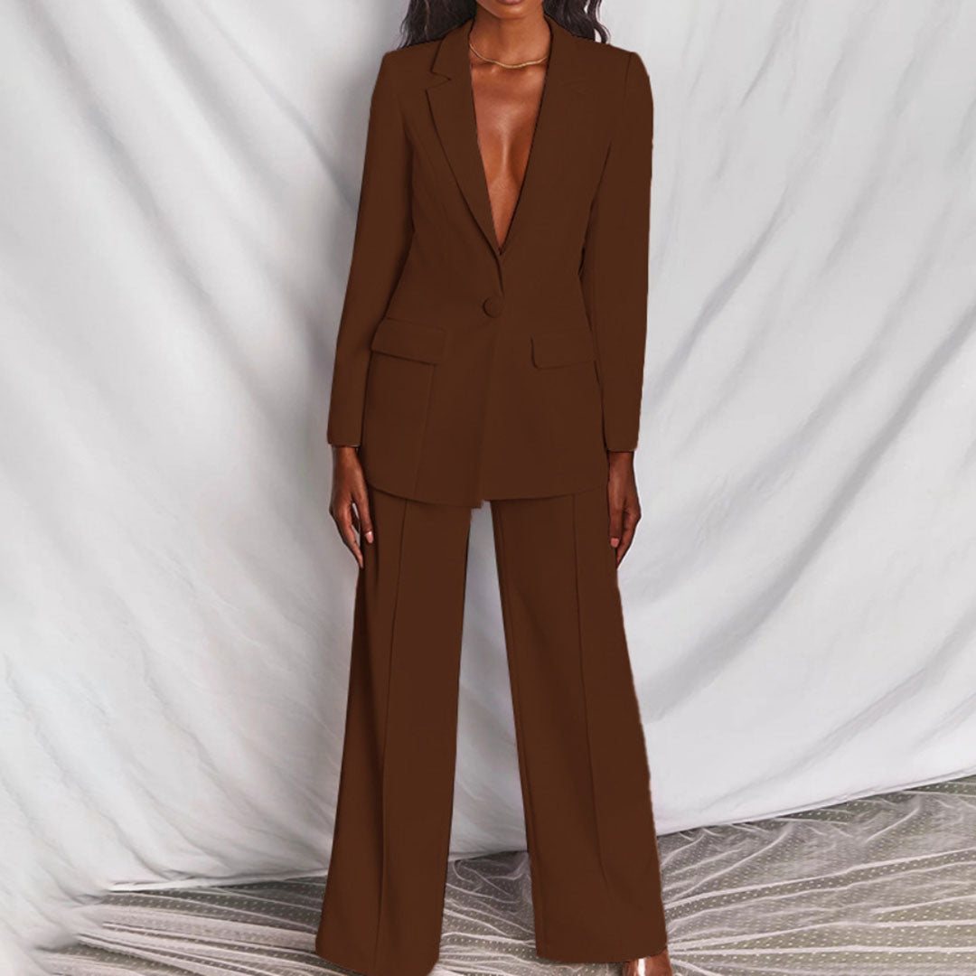 Damen 2-Teiliges Set Blazer Weite Hose