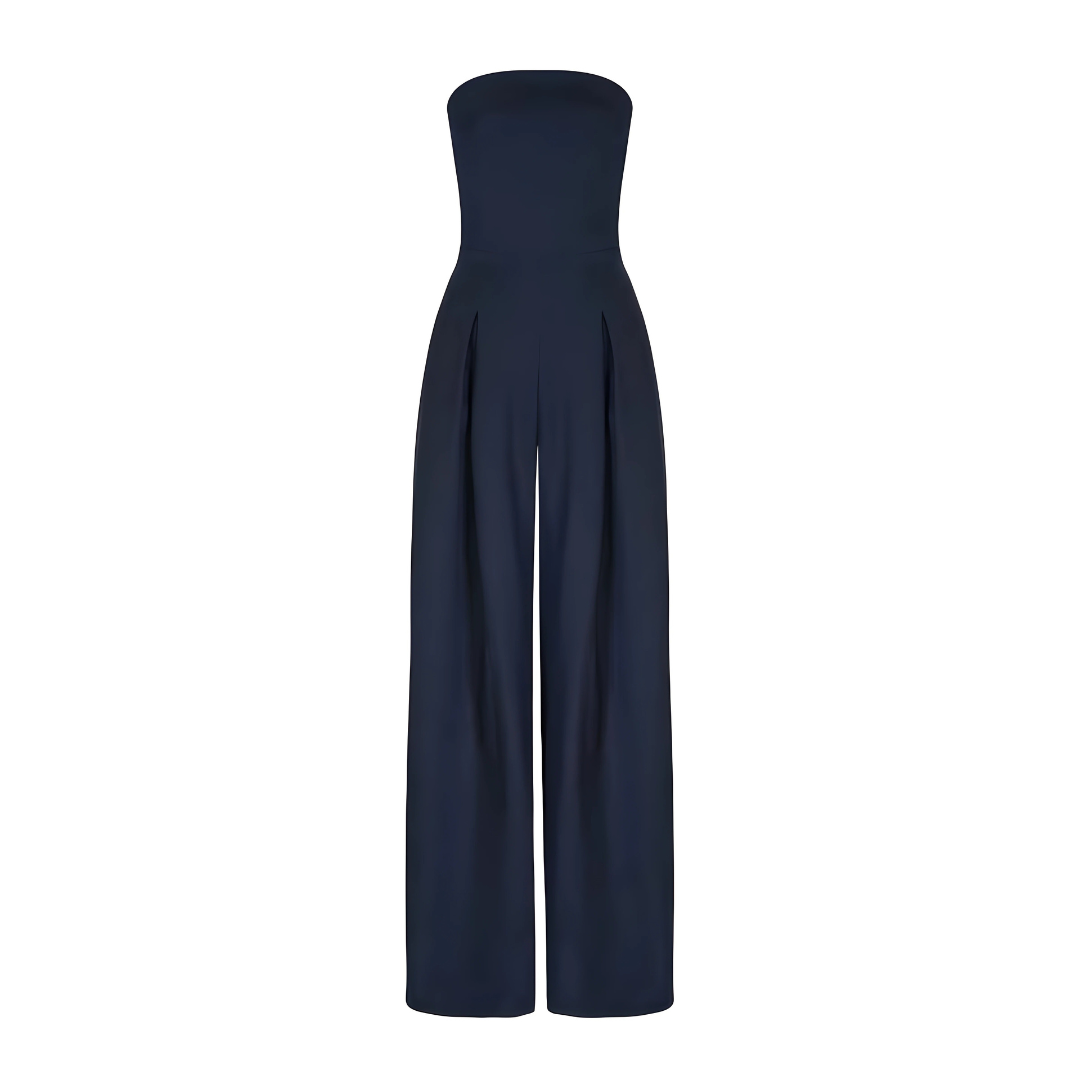 Eveloria Damen Strapless Jumpsuit Stoff Schwarz - Eveloria