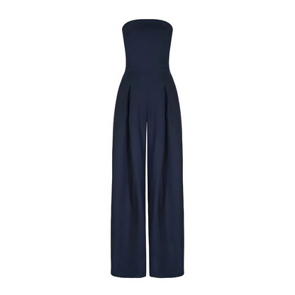 Eveloria Damen Strapless Jumpsuit Stoff Schwarz - Eveloria