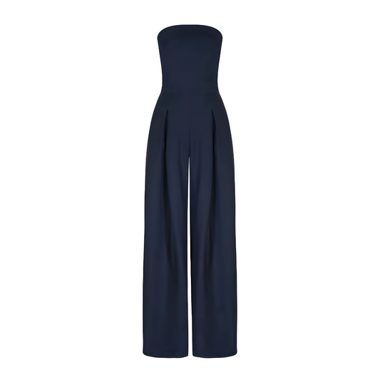 Eveloria Damen Strapless Jumpsuit Stoff Schwarz - Eveloria