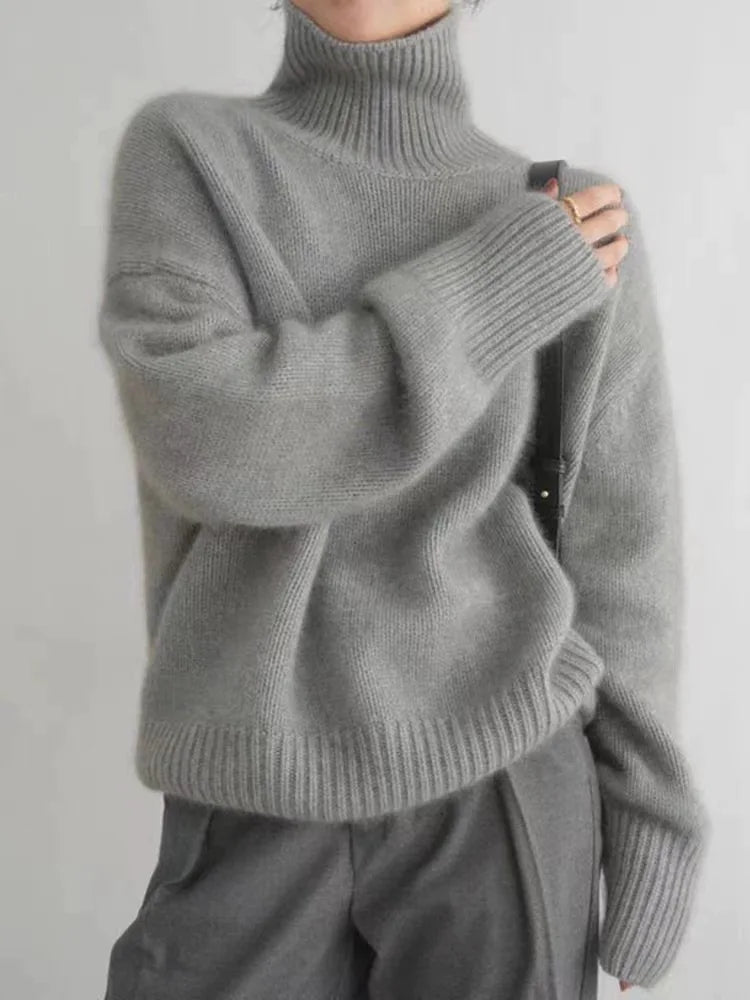 Damen Wollpullover Stilvoll Langärmlig Beige - Eveloria