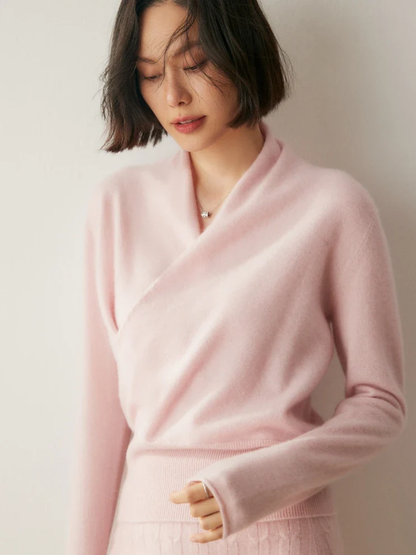 Damen Wickelpullover Elegantes Überkreuz-Design - Eveloria