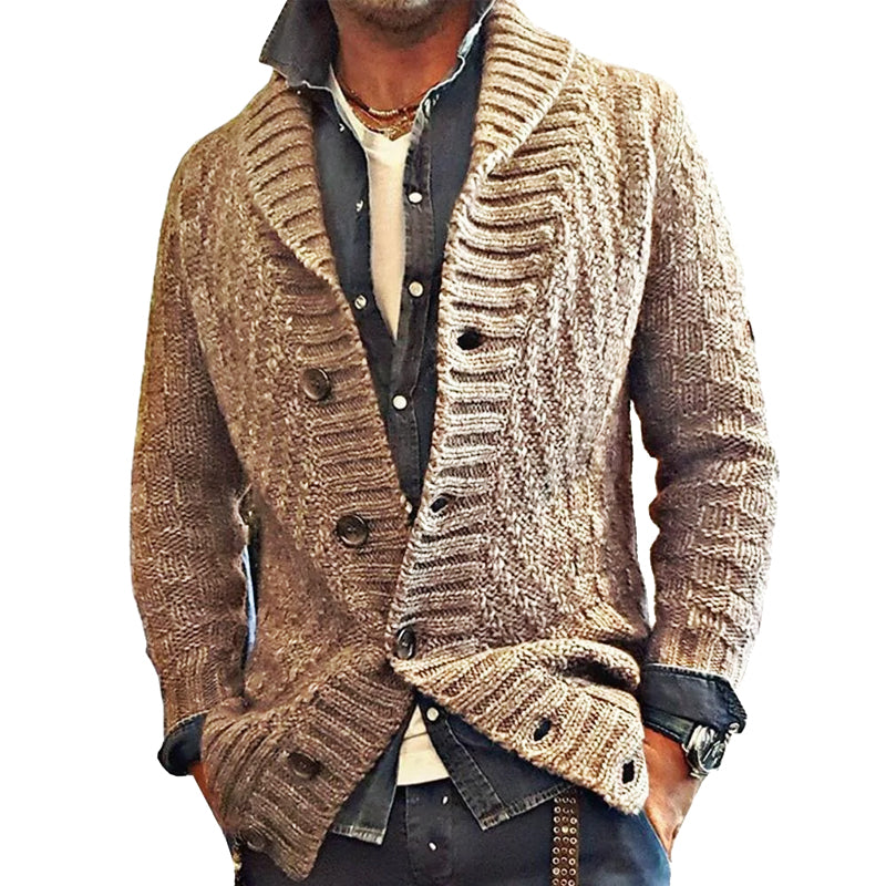 Herren Strickjacke Vintage-Stil Feinstrick Cardigan Anthrazit - Eveloria