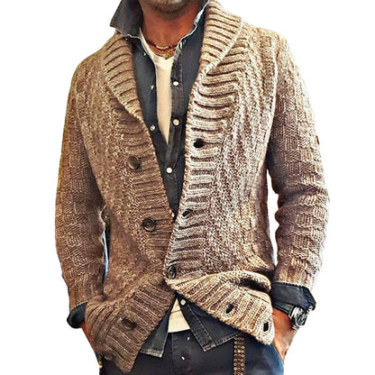 Herren Strickjacke Vintage-Stil Feinstrick Cardigan Anthrazit - Eveloria