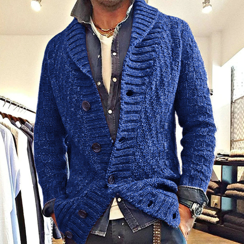 Herren Strickjacke Vintage-Stil Feinstrick Cardigan Anthrazit