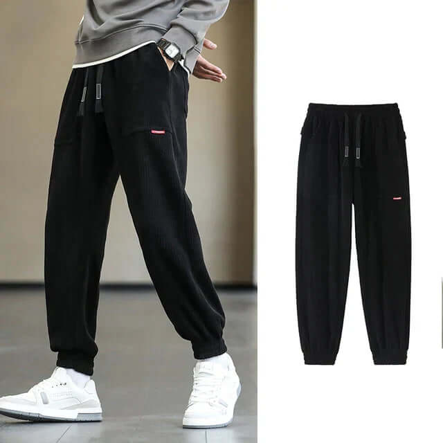 Herren Jogginghose Locker Sitz Kordelzug Schwarz - Eveloria