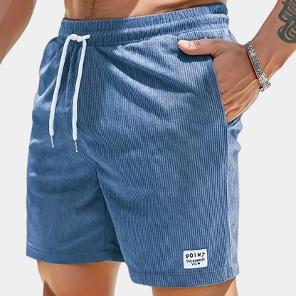 Cord-Shorts | Elastische Taille | Freizeit | Cord-Shorts | Herren-Shorts-Blau-S-Chaps Herrenmode