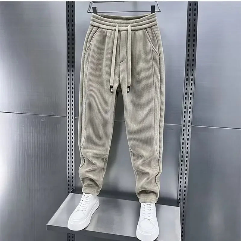 Herren Cordhose Elastischer Bund Locker Passform Weite Beine - Eveloria