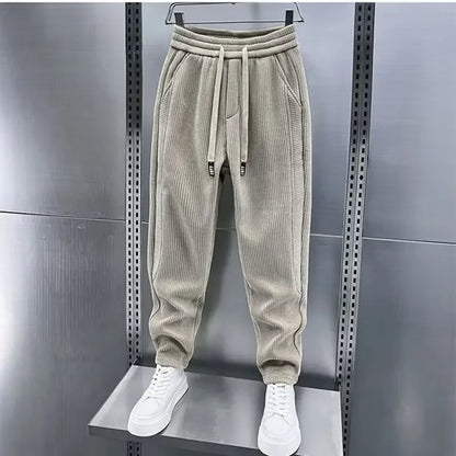 Herren Cordhose Elastischer Bund Locker Passform Weite Beine - Eveloria