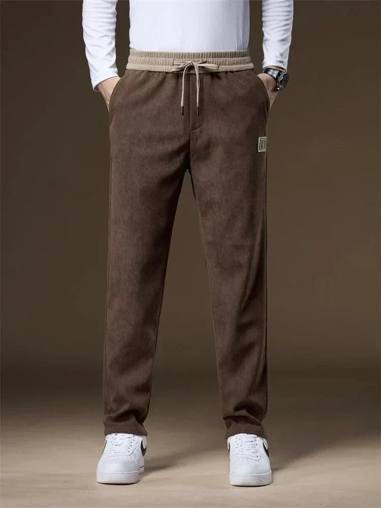 Herren Jogginghose Cordhose Gerades Bein Kordelzug Schwarz - Eveloria