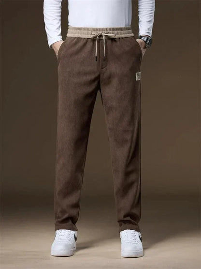 Herren Jogginghose Cordhose Gerades Bein Kordelzug Schwarz - Eveloria