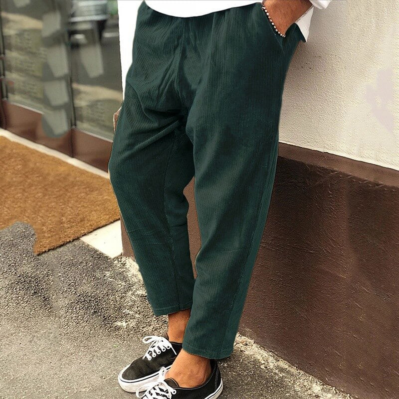 Cordhose | Lässig | Locker sitzend | Baggy-Hose | Herrenhose-Grün-S-Chaps Herrenmode